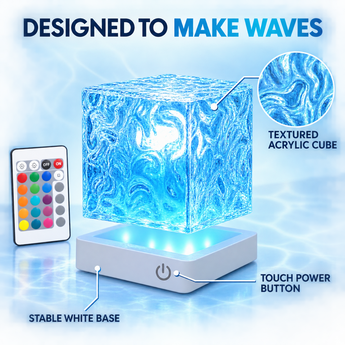 Rechargeable Ocean Wave Shower Light – 16-Color Waterproof Projector