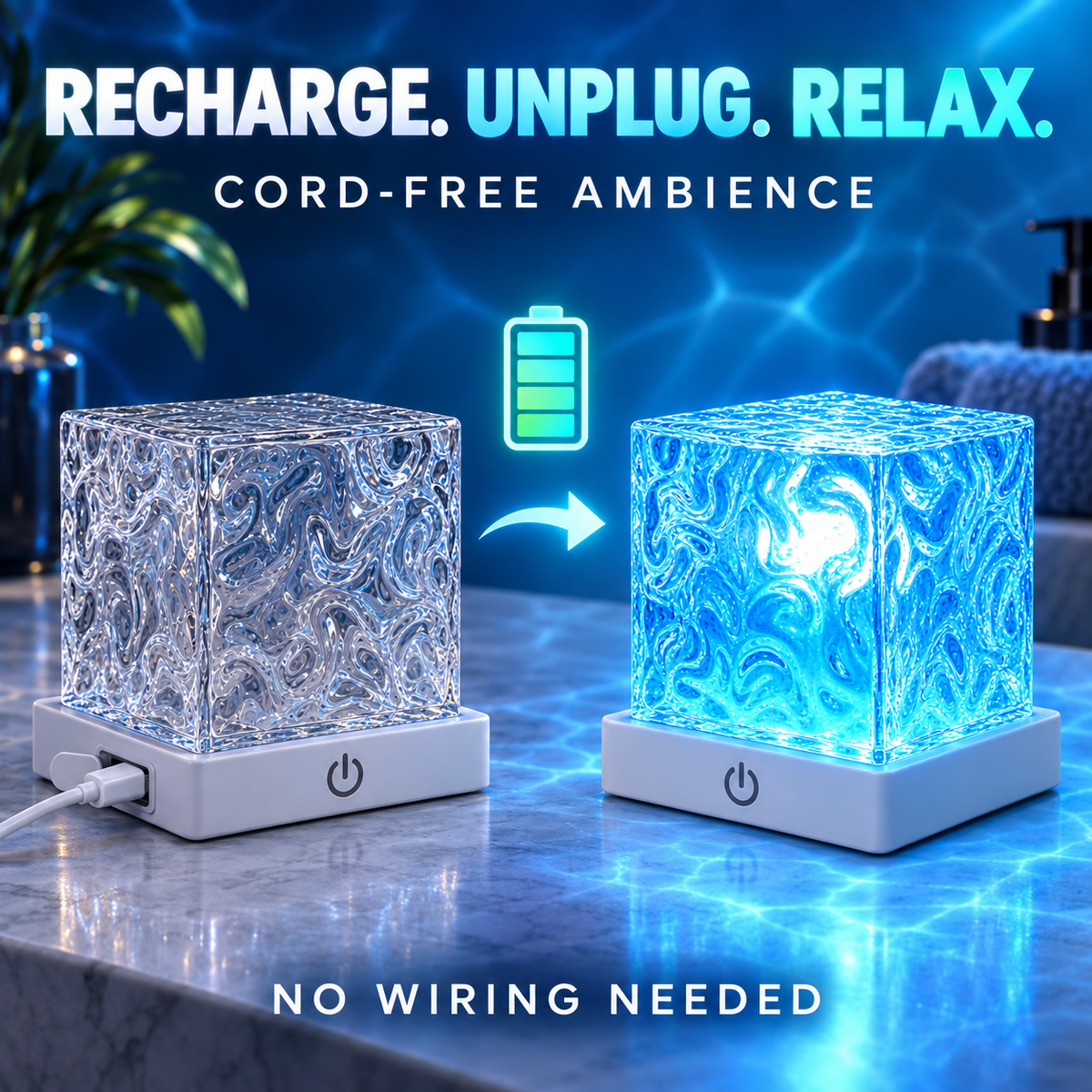 Rechargeable Ocean Wave Shower Light – 16-Color Waterproof Projector