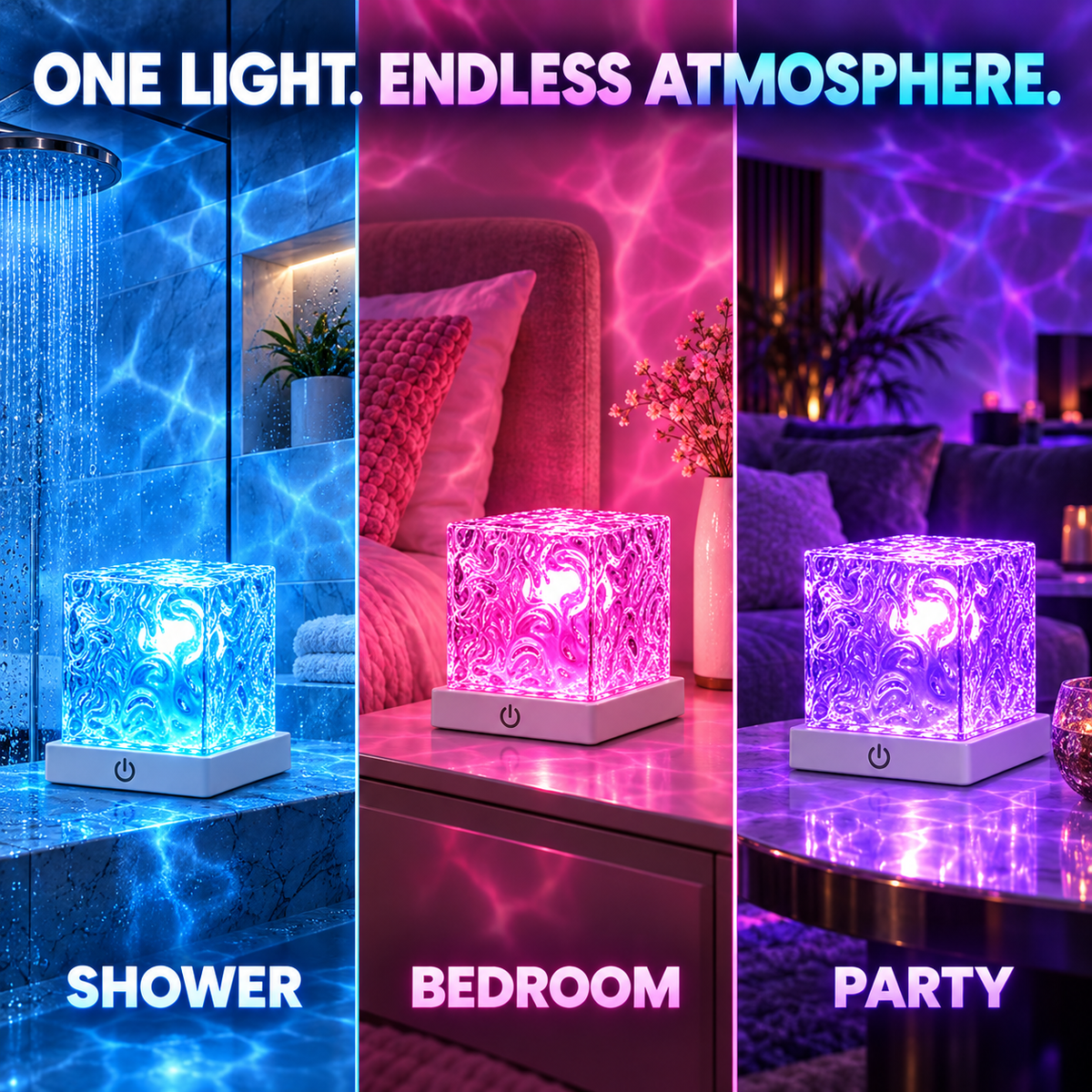Rechargeable Ocean Wave Shower Light – 16-Color Waterproof Projector