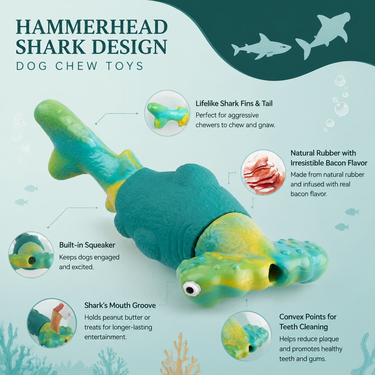 Delvaniq®Hammerhead Shark Dog Chew Toy