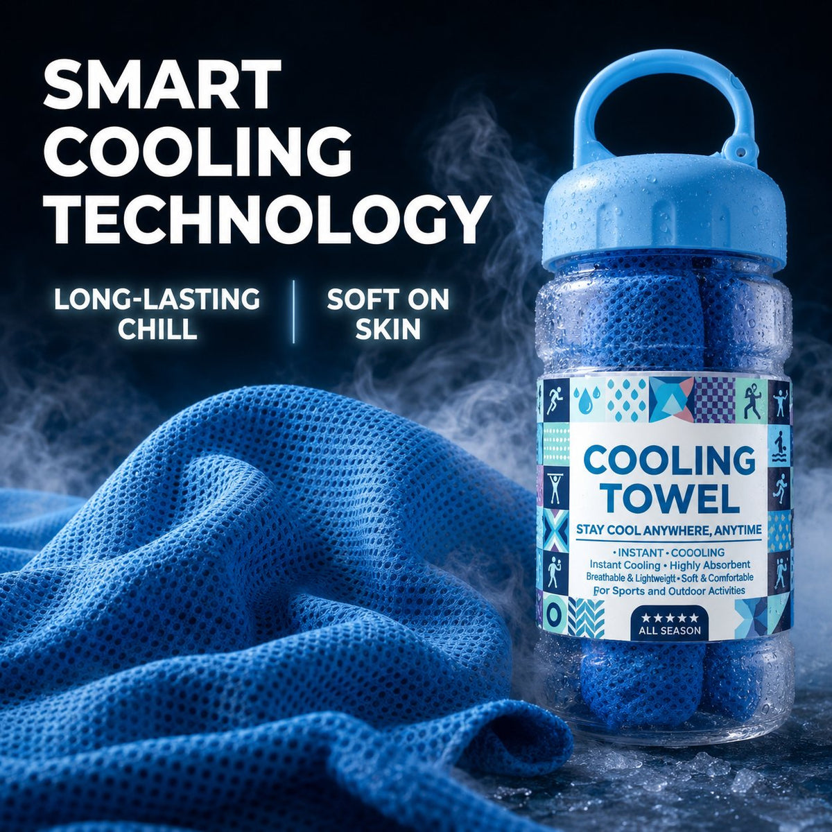 🏃❄️Cold Sweat Towel You Can Use Anywhere, Anytime! Reusable Soft Absorbent Cooling Portable
