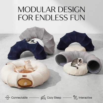 Delvaniq®Donut Cat Tunnel Bed for Indoor Cats
