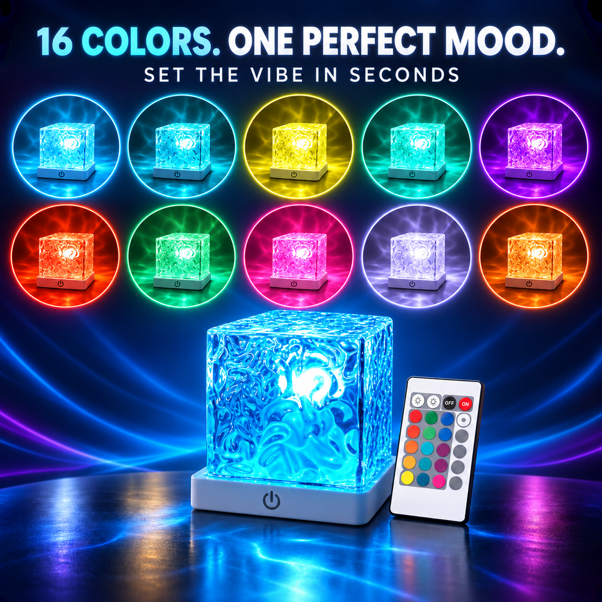 Rechargeable Ocean Wave Shower Light – 16-Color Waterproof Projector