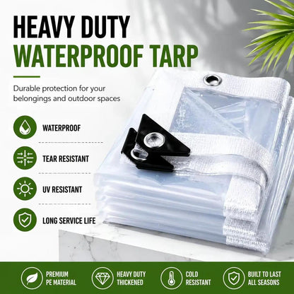 Clear Waterproof PE Tarp, Transparent Outdoor Cover with Metal Grommets🛡️
