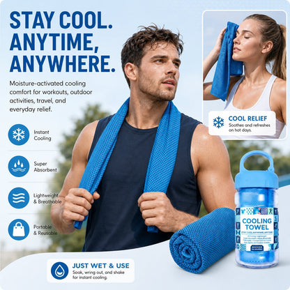🏃❄️Cold Sweat Towel You Can Use Anywhere, Anytime! Reusable Soft Absorbent Cooling Portable
