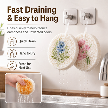 🔥 Limited Time: Buy More, Get More FREE - Wood-Based Eco-Friendly Cellulose Scrubber Pads - Scratch Free, Thickened Soft, High-Absorbency Expandable Foam Floral, 2026 Cute Home Care Cleaning Tools for Kitchen & Bathroom, Scratch Free Sponges, Scrubber Pad