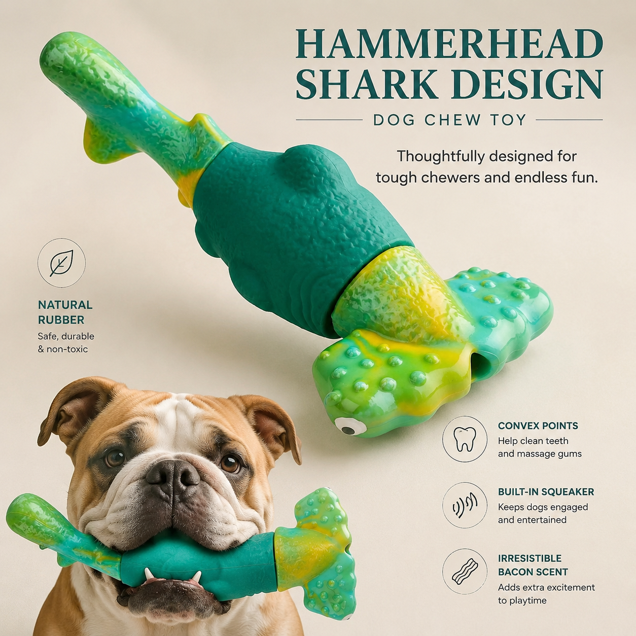 Delvaniq®Hammerhead Shark Dog Chew Toy