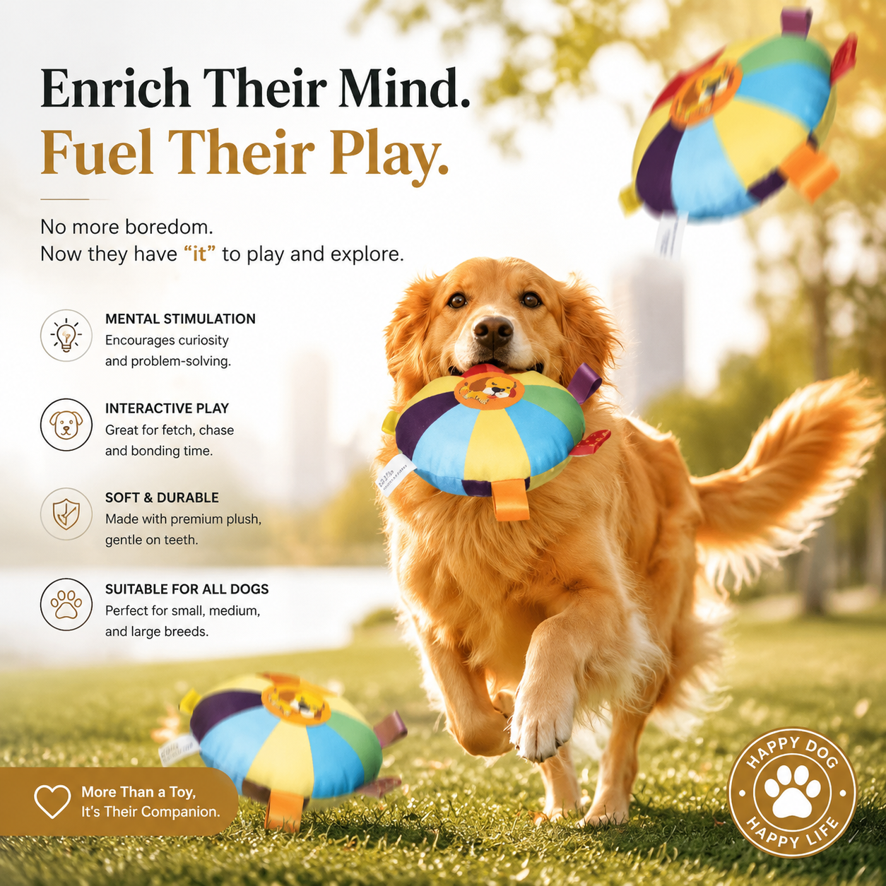 Delvaniq®Plush Squeaky Flying Disc Dog Toy