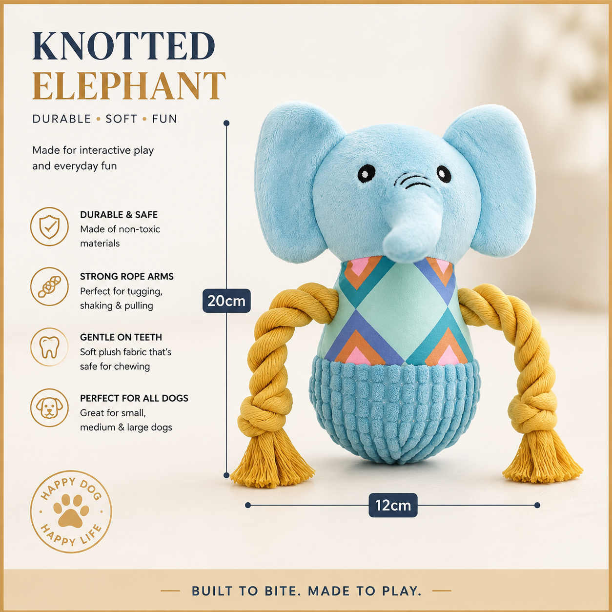 Delvaniq®Interactive Elephant Plush Dog Toy