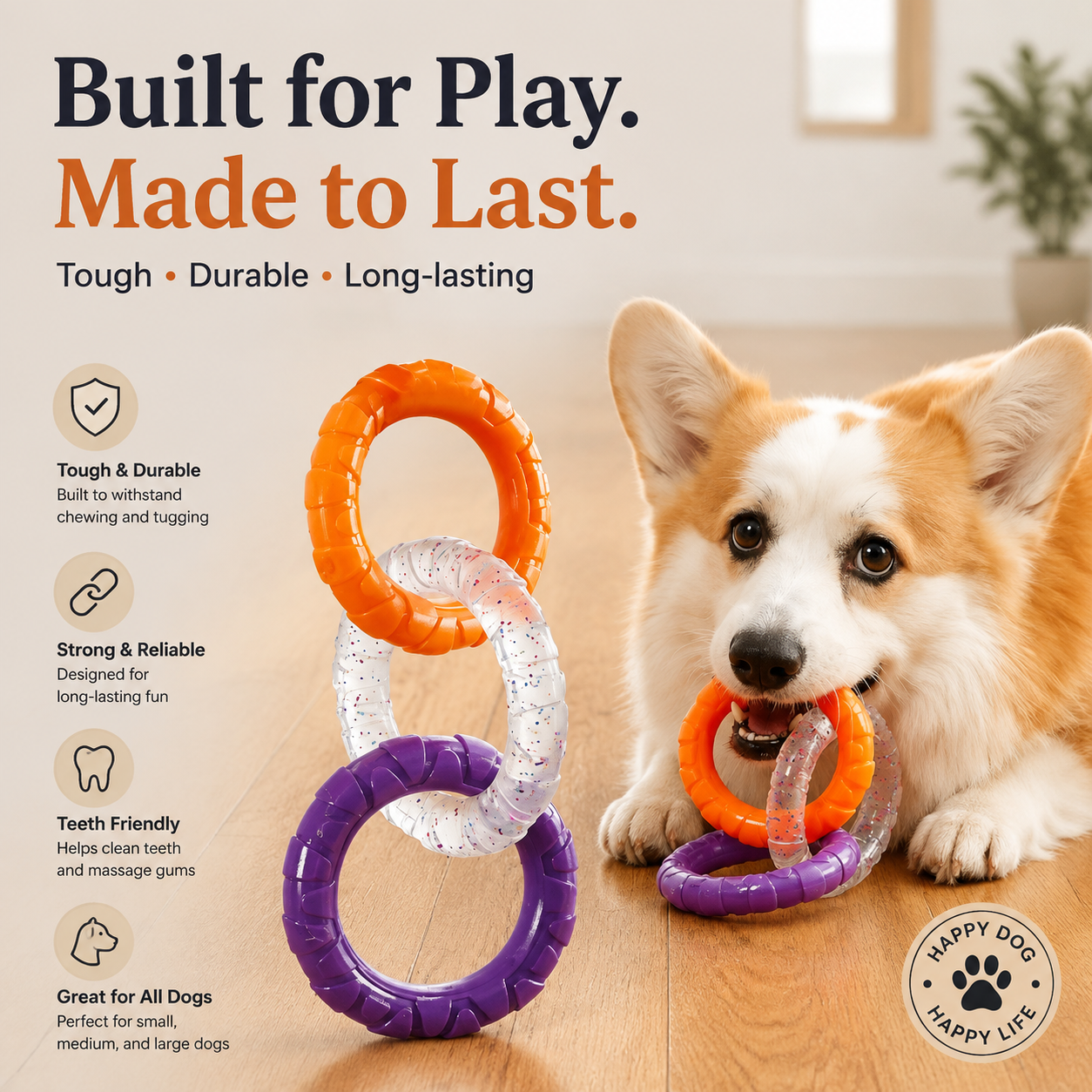 Delvaniq®Durable Tug Ring Dog Toy