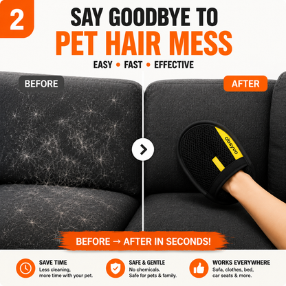 🔥 Flash Sale: 70% OFF –The dosyvo Pet Hair Removal Glove – ⚡ Swipe to Lift Fur from Furniture, Clothes & Cars
