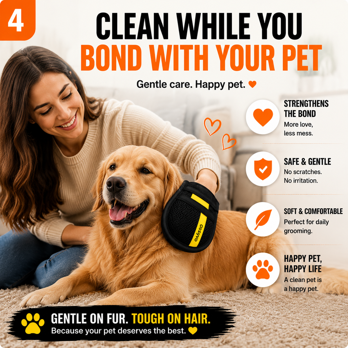 🔥 Flash Sale: 70% OFF –The dosyvo Pet Hair Removal Glove – ⚡ Swipe to Lift Fur from Furniture, Clothes & Cars