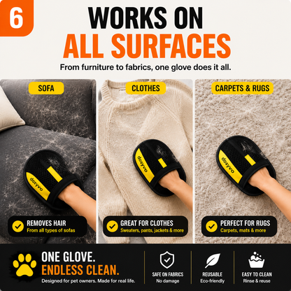 🔥 Flash Sale: 70% OFF –The dosyvo Pet Hair Removal Glove – ⚡ Swipe to Lift Fur from Furniture, Clothes & Cars