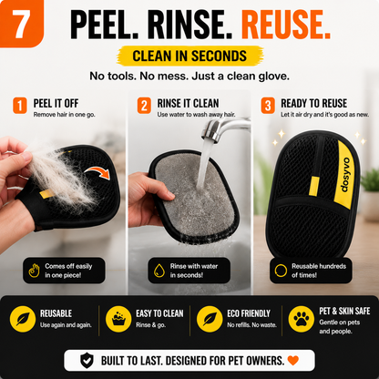 🔥 Flash Sale: 70% OFF –The dosyvo Pet Hair Removal Glove – ⚡ Swipe to Lift Fur from Furniture, Clothes & Cars