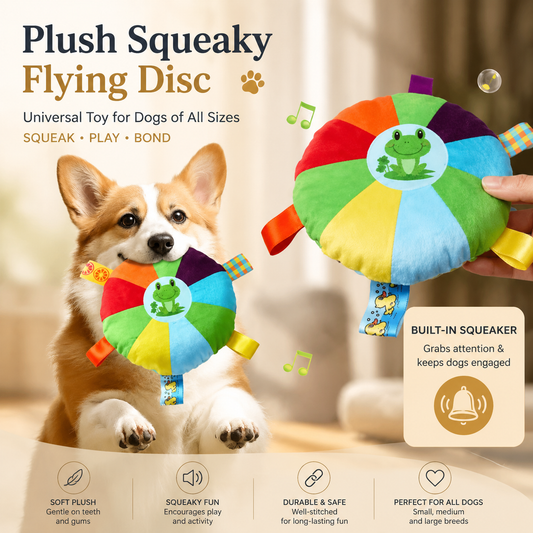 Delvaniq®Plush Squeaky Flying Disc Dog Toy