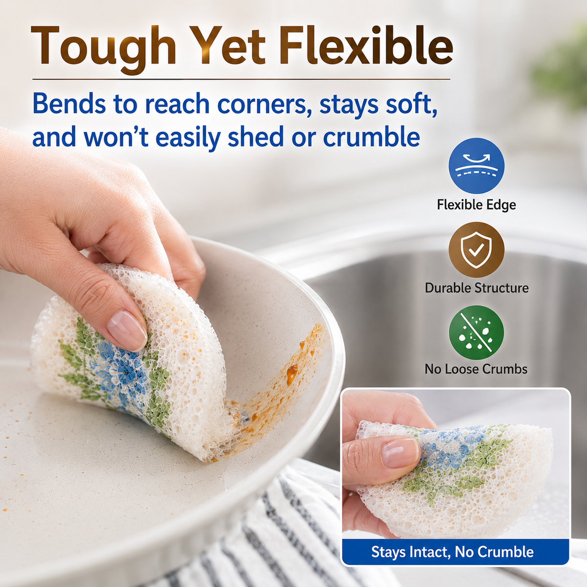 🔥 Limited Time: Buy More, Get More FREE - Wood-Based Eco-Friendly Cellulose Scrubber Pads - Scratch Free, Thickened Soft, High-Absorbency Expandable Foam Floral, 2026 Cute Home Care Cleaning Tools for Kitchen & Bathroom, Scratch Free Sponges, Scrubber Pad