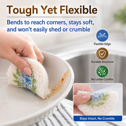 🔥 Limited Time: Buy More, Get More FREE - Wood-Based Eco-Friendly Cellulose Scrubber Pads - Scratch Free, Thickened Soft, High-Absorbency Expandable Foam Floral, 2026 Cute Home Care Cleaning Tools for Kitchen & Bathroom, Scratch Free Sponges, Scrubber Pad