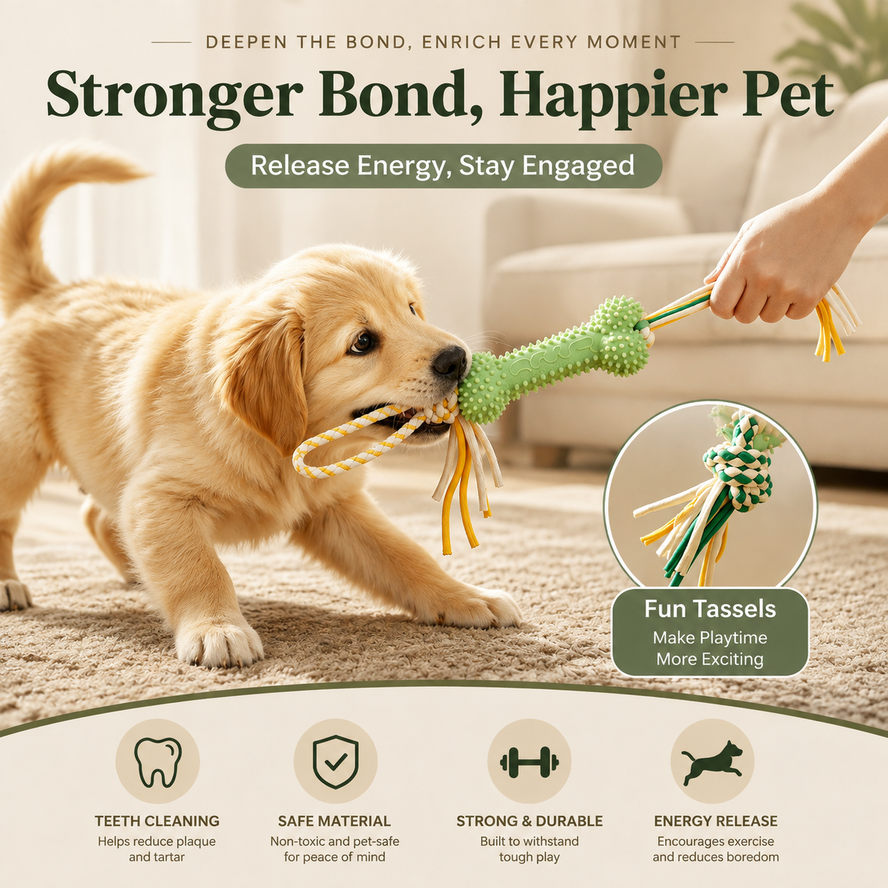 Delvaniq®Durable Rope Tug Toy for Dogs