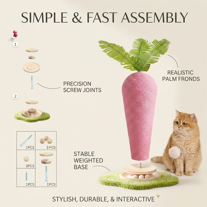 Delvaniq®Durable Carrot Cat Scratcher & Natural Wood Interactive Toy Set